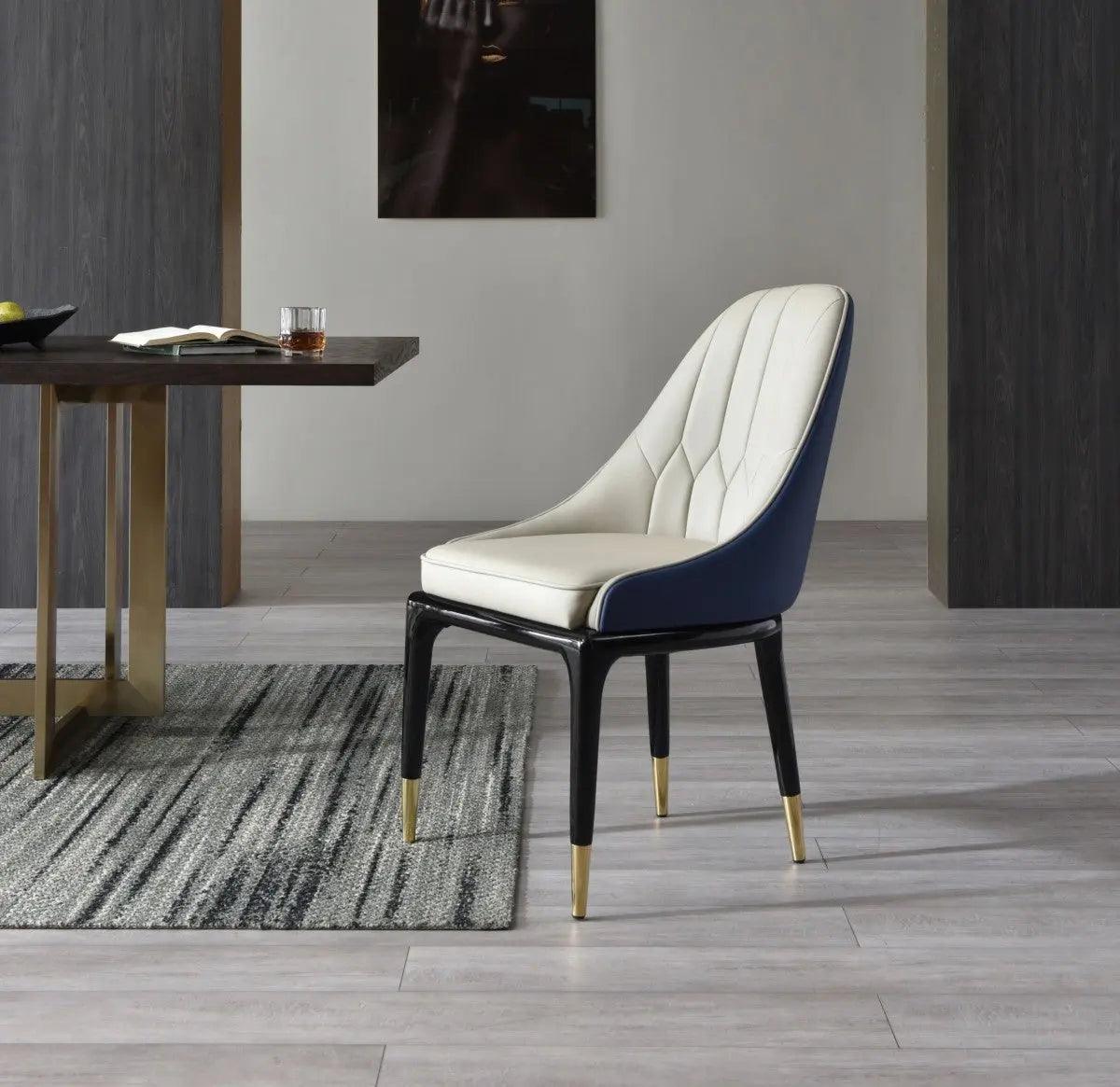 Vig Furniture - Modrest Marco - Modern Glam Beige & Blue Dining Chair - Vgvcb1869-Blu-Dc