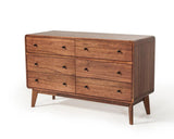 Vig Furniture - Modrest Marshall Mid-Century Modern Brown Fabric & Walnut Bedroom Set - Vgmabr-39-Set