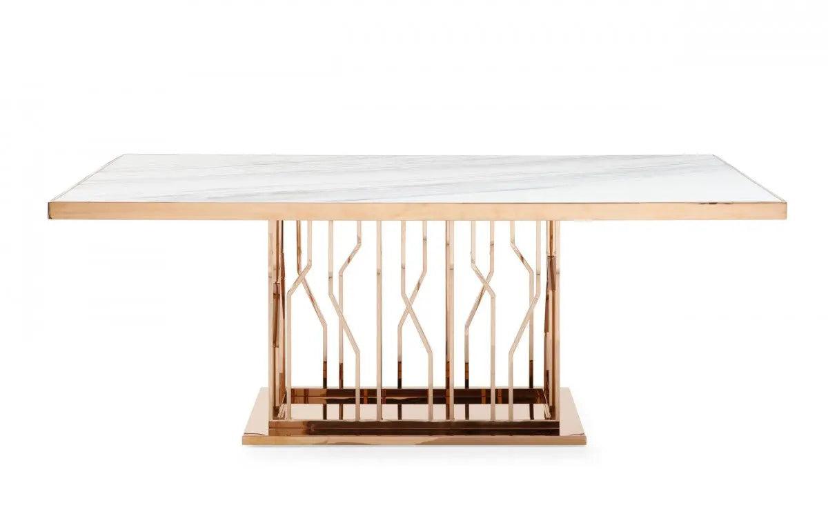 Vig Furniture - Modrest Marston Modern Large White Marble & Rosegold Dining Table - Vgvct8919-M-Dt-Lrg