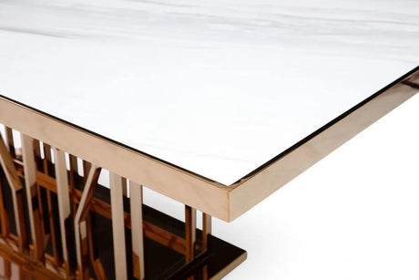 Vig Furniture - Modrest Marston Modern Large White Marble & Rosegold Dining Table - Vgvct8919-M-Dt-Lrg