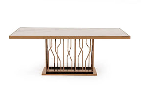 Modrest Marston Modern White Marble & Rosegold Dining Table Vgvct8919-M
