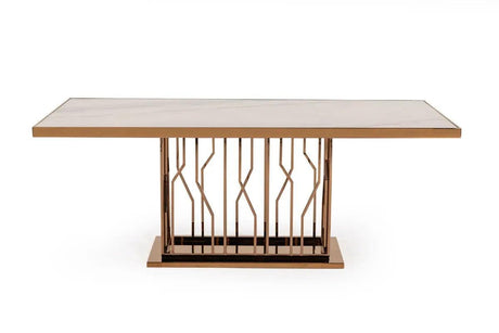 Vig Furniture - Modrest Marston Modern White Marble & Rosegold Dining Table - Vgvct8919-M