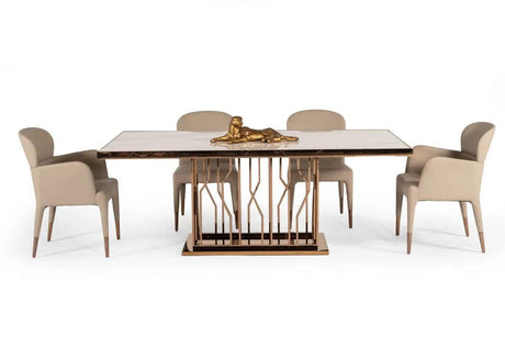 Vig Furniture - Modrest Marston Modern White Marble & Rosegold Dining Table - Vgvct8919-M