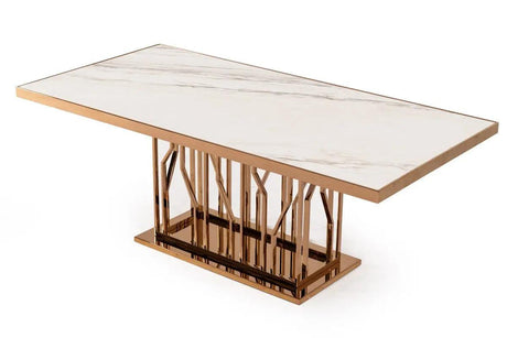 Vig Furniture - Modrest Marston Modern White Marble & Rosegold Dining Table - Vgvct8919-M