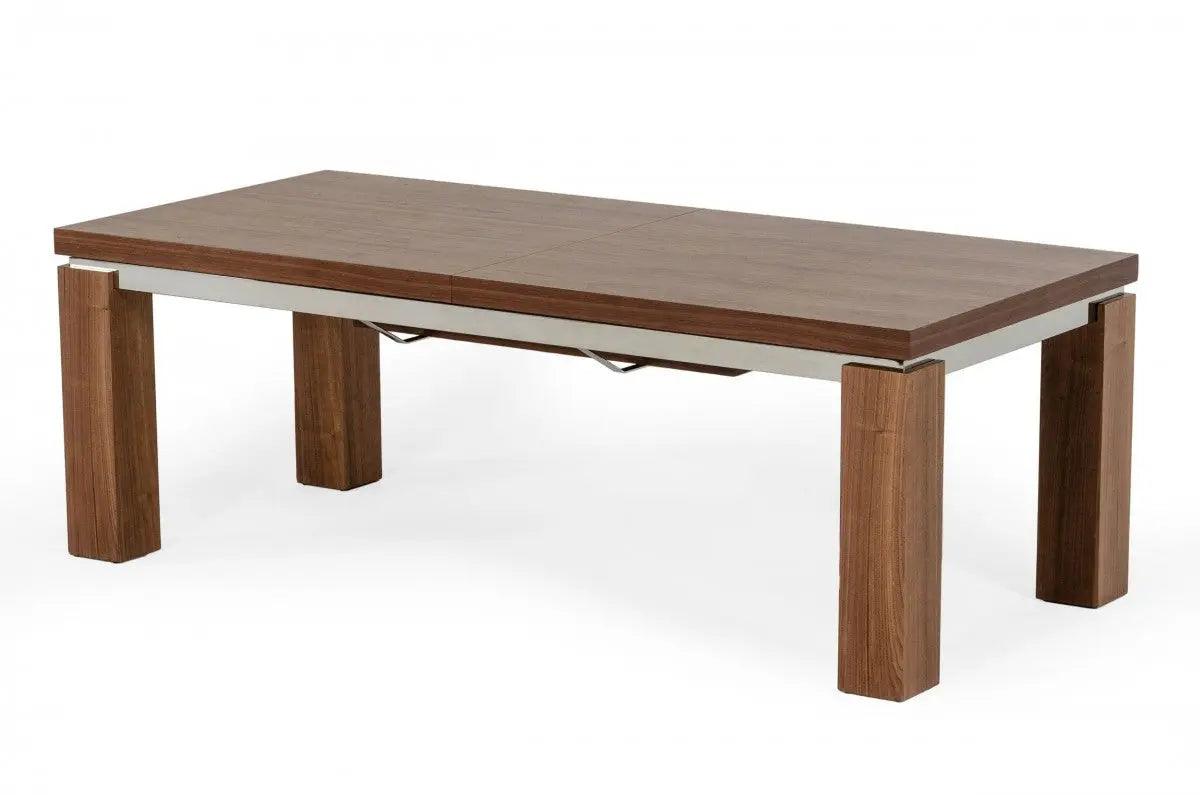 Vig Furniture - Modrest Maxi - Modern Walnut & Stainless Steel Dining Table - Vggu677Xt-Wal-Dt