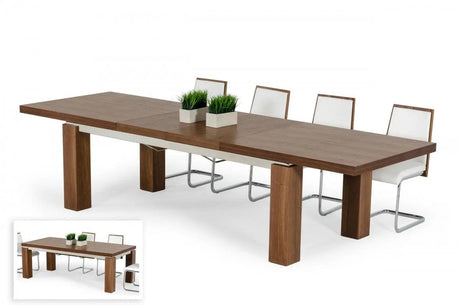 Vig Furniture - Modrest Maxi - Modern Walnut & Stainless Steel Dining Table - Vggu677Xt-Wal-Dt