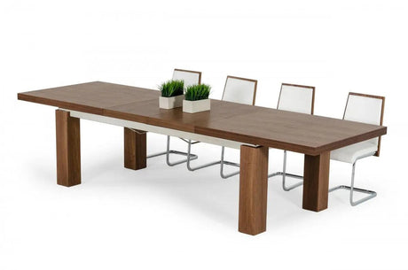 Vig Furniture - Modrest Maxi - Modern Walnut & Stainless Steel Dining Table - Vggu677Xt-Wal-Dt