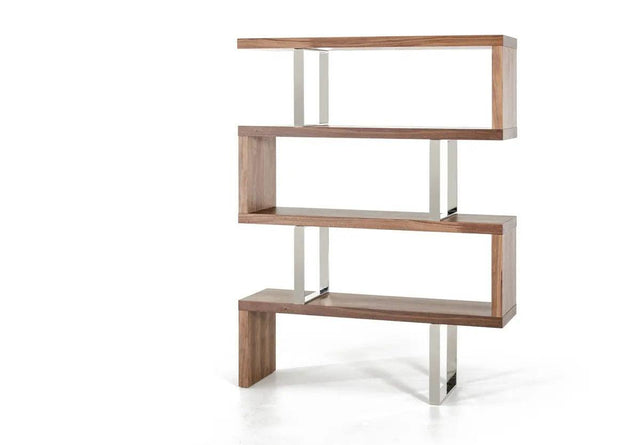 Vig Furniture - Modrest Maze Modern Walnut Bookcase - Vgbbmd105-Wal