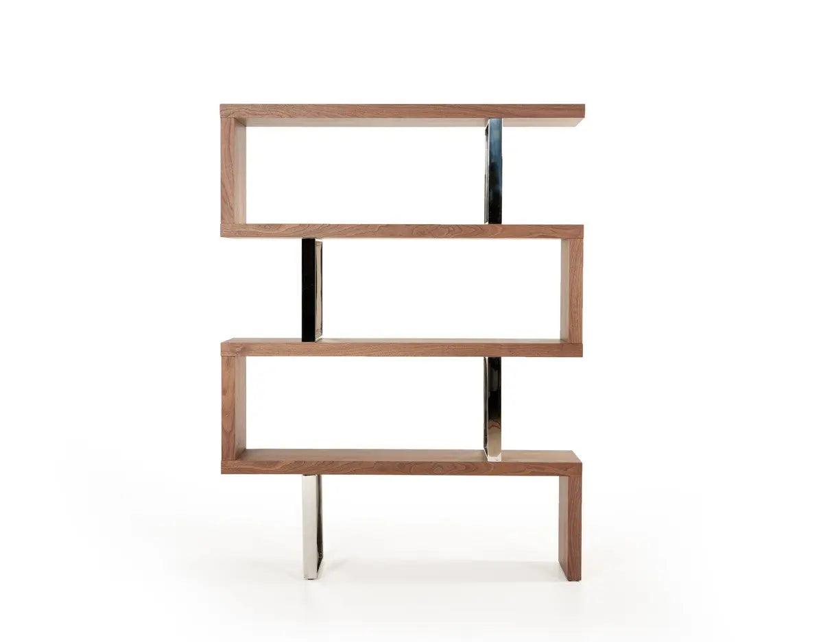 Vig Furniture - Modrest Maze Modern Walnut Bookcase - Vgbbmd105-Wal