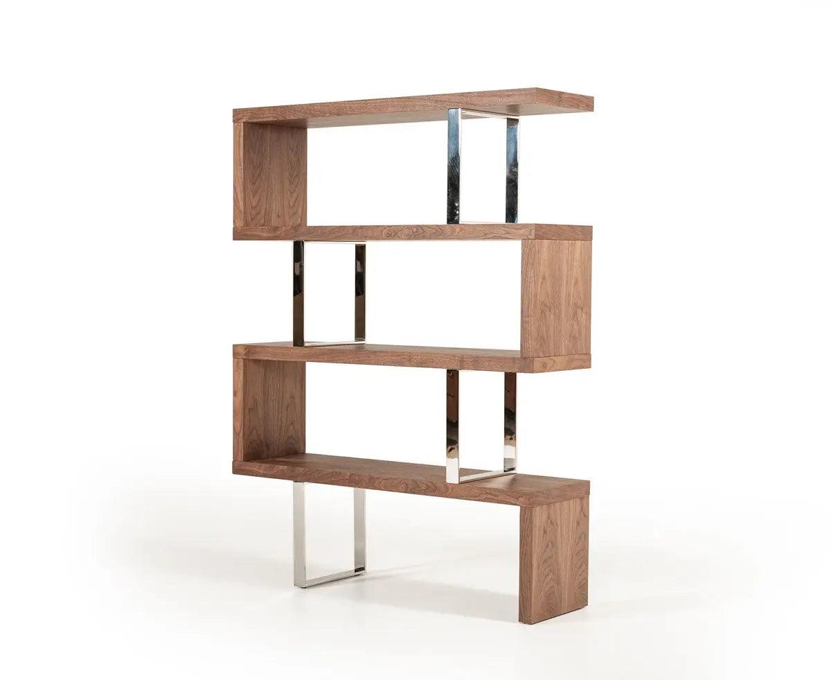 Vig Furniture - Modrest Maze Modern Walnut Bookcase - Vgbbmd105-Wal