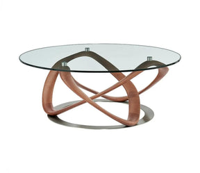 Modrest Michele Modern Glass Walnut Coffee Table | VIG - sold by Home Elegance USA
