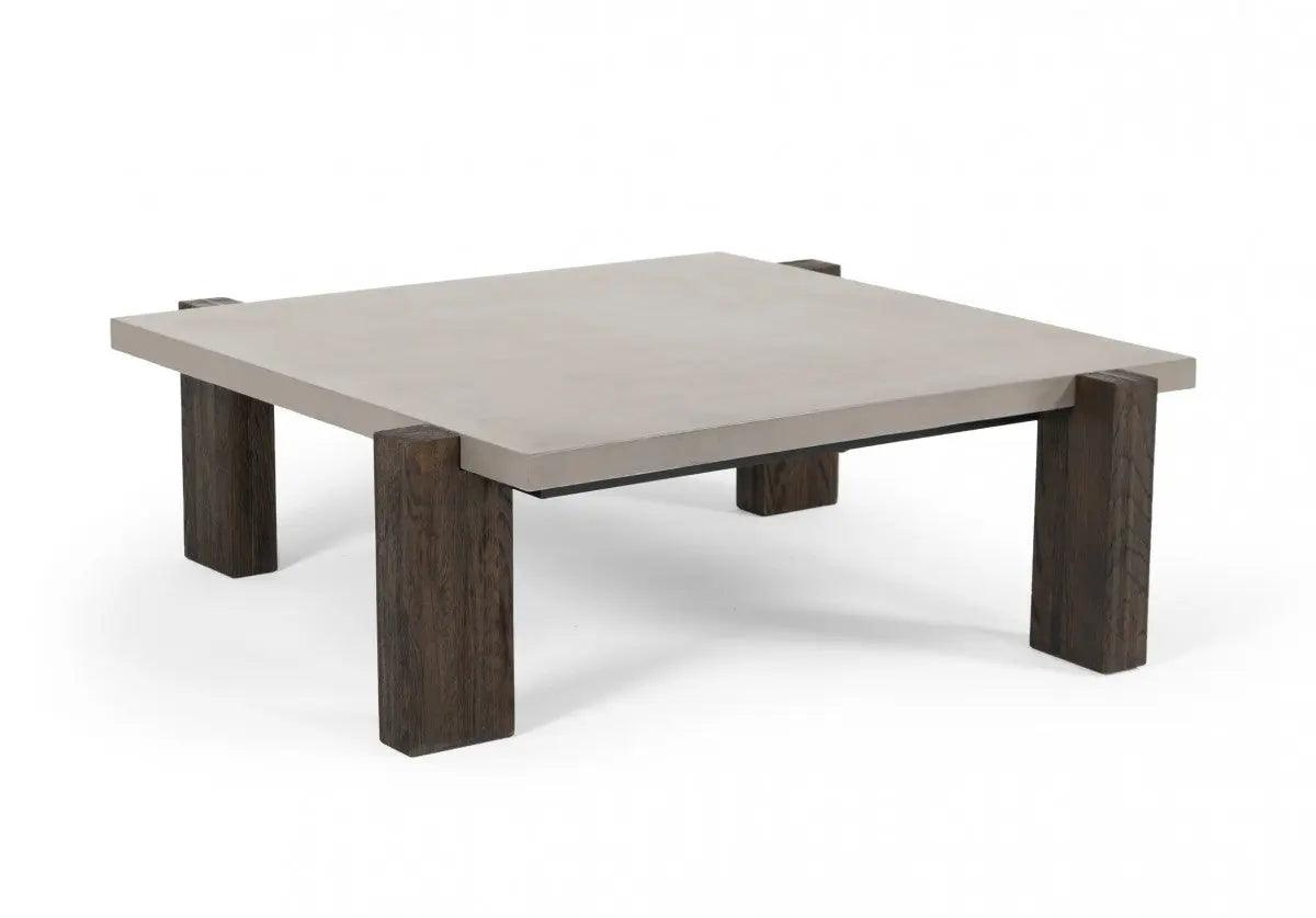 Vig Furniture - Modrest Milton Dark Grey & Walnut Square Coffee Table - Vggr667514-Wal-Sq