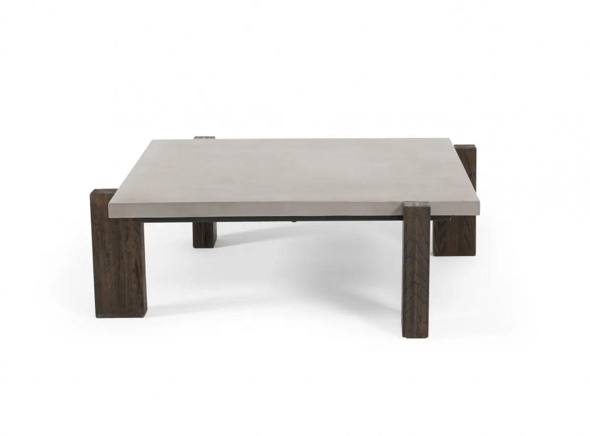 Vig Furniture - Modrest Milton Dark Grey & Walnut Square Coffee Table - Vggr667514-Wal-Sq