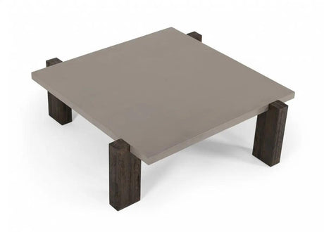 Vig Furniture - Modrest Milton Dark Grey & Walnut Square Coffee Table - Vggr667514-Wal-Sq