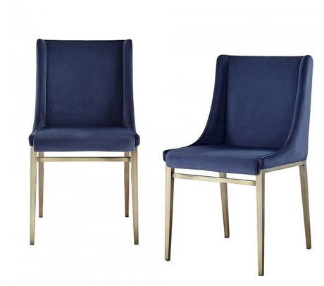 Vig Furniture - Modrest Mimi Contemporary Blue Velvet & Antique Brass Dining Chair (Set Of 2) - Vggaga-6544Ch-Blu-Dc