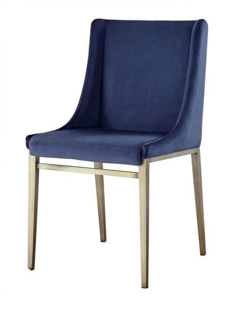 Vig Furniture - Modrest Mimi Contemporary Blue Velvet & Antique Brass Dining Chair (Set Of 2) - Vggaga-6544Ch-Blu-Dc