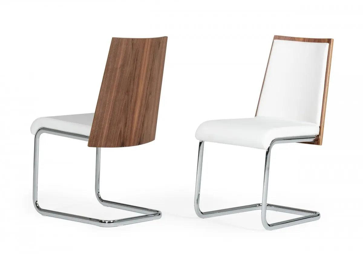 Vig Furniture - Modrest Morgan Modern White & Walnut Dining Chair (Set Of 2) - Vgewf3175Be-Wht