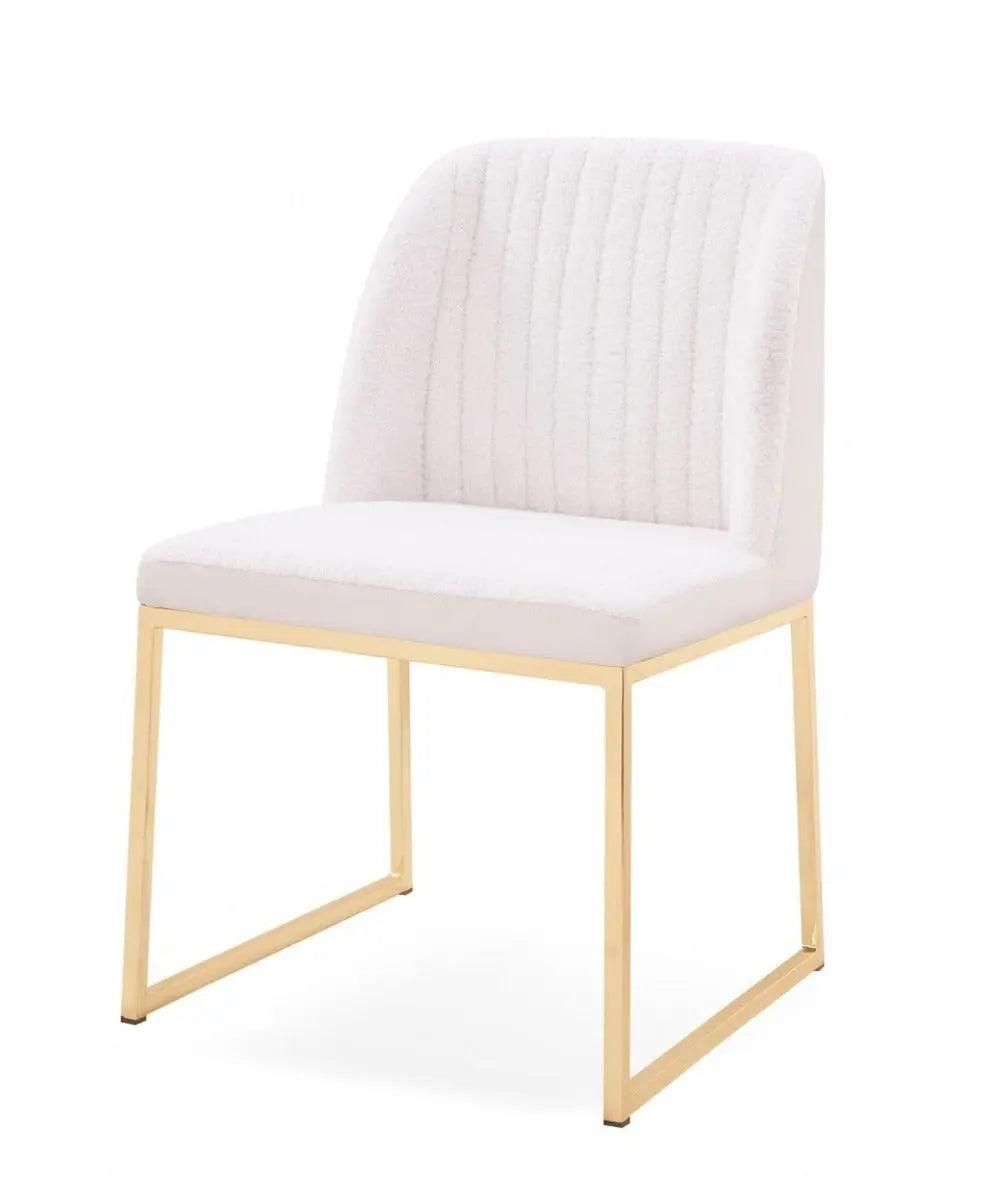 Vig Furniture - Modrest Muir Modern White Sherpa Dining Chair - Vghr3622-Wht-Dc