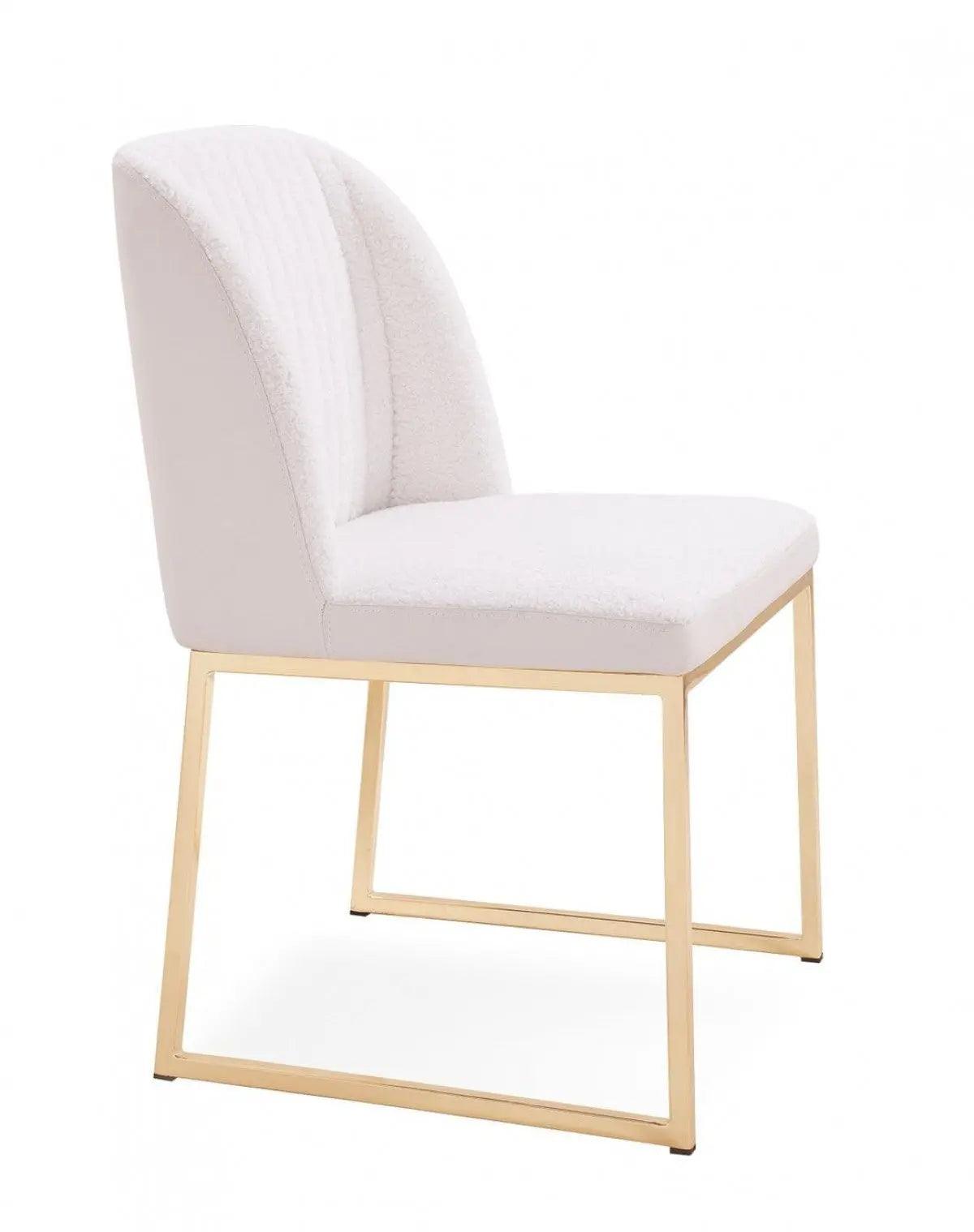 Vig Furniture - Modrest Muir Modern White Sherpa Dining Chair - Vghr3622-Wht-Dc