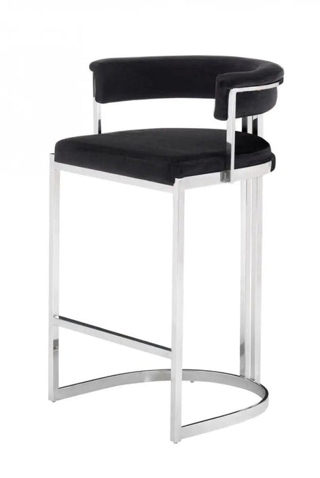 Vig Furniture - Modrest Munith Modern Black Velvet & Stainless Steel Bar Chair - Vgzab9504-Blk-Bs