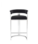 Vig Furniture - Modrest Munith Modern Black Velvet & Stainless Steel Bar Chair - Vgzab9504-Blk-Bs