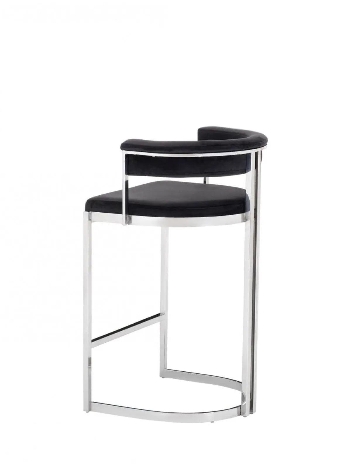 Vig Furniture - Modrest Munith Modern Black Velvet & Stainless Steel Bar Chair - Vgzab9504-Blk-Bs