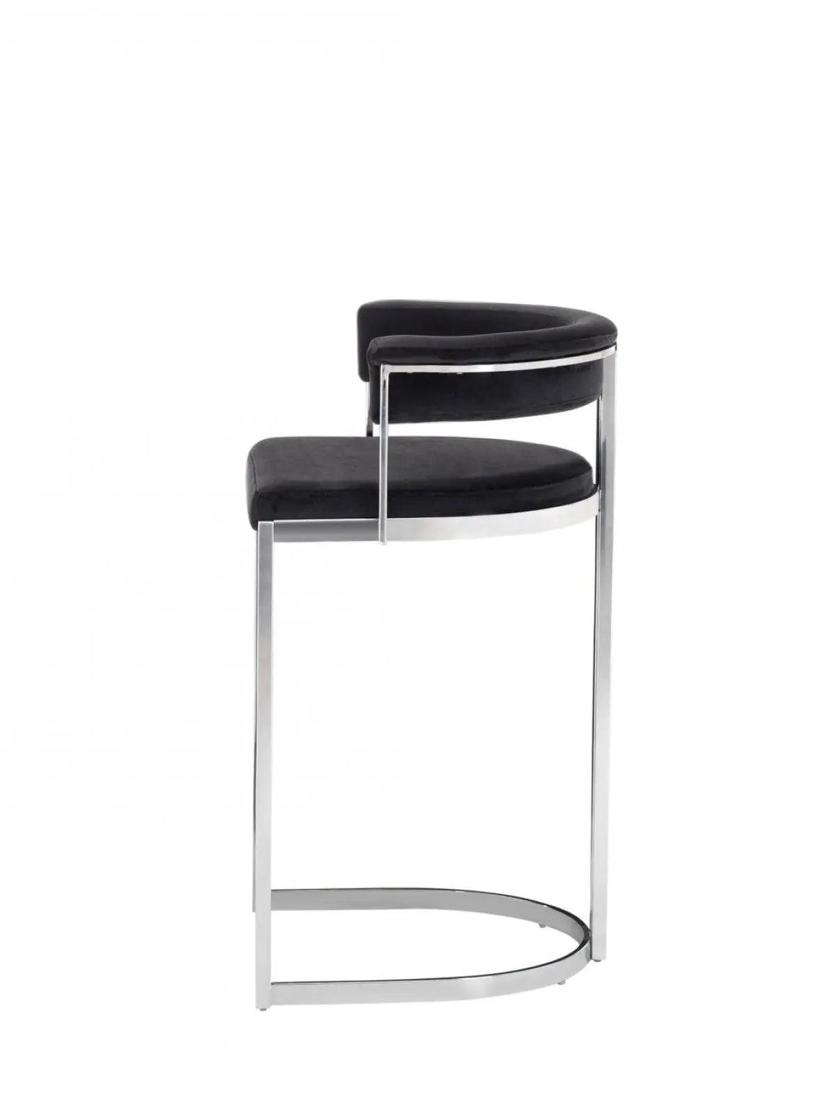 Vig Furniture - Modrest Munith Modern Black Velvet & Stainless Steel Bar Chair - Vgzab9504-Blk-Bs