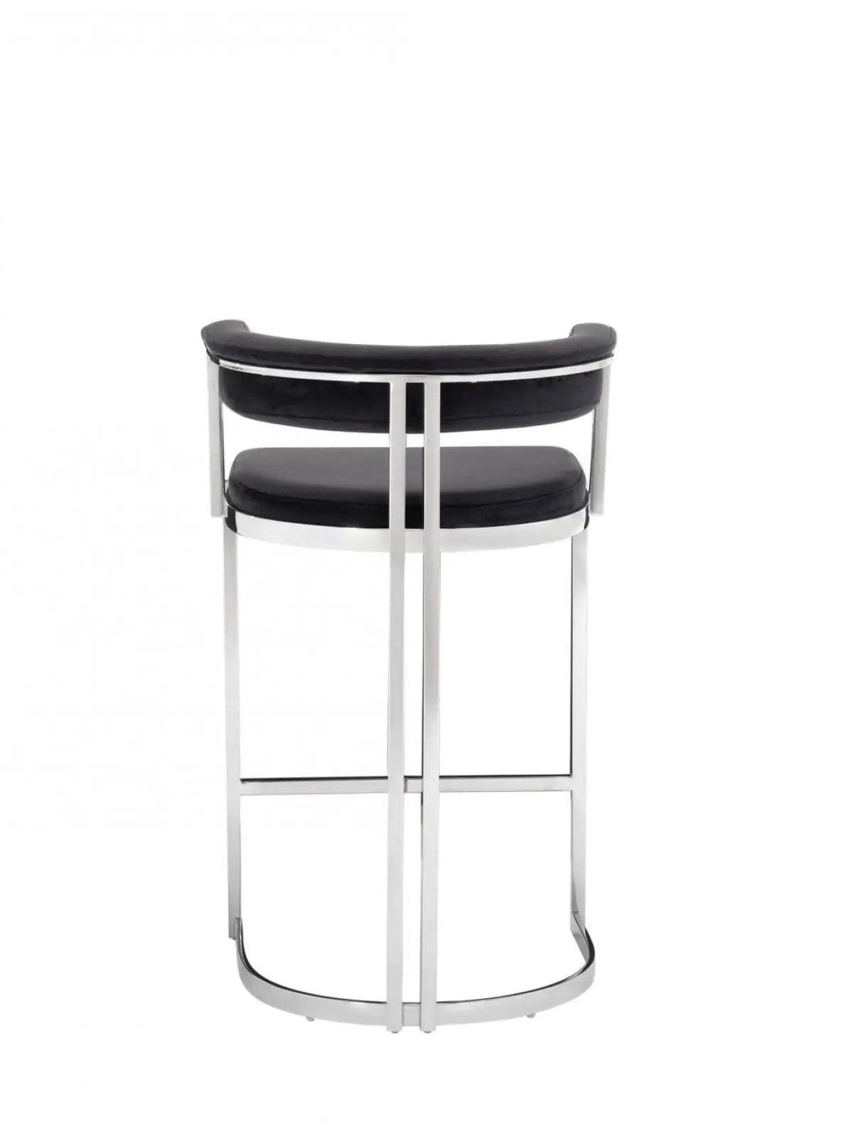 Vig Furniture - Modrest Munith Modern Black Velvet & Stainless Steel Bar Chair - Vgzab9504-Blk-Bs