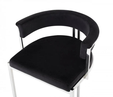 Vig Furniture - Modrest Munith Modern Black Velvet & Stainless Steel Bar Chair - Vgzab9504-Blk-Bs