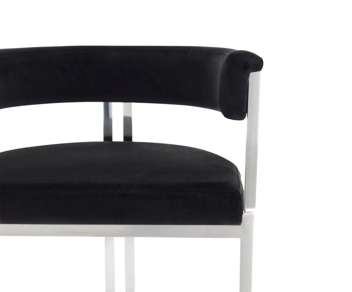 Vig Furniture - Modrest Munith Modern Black Velvet & Stainless Steel Bar Chair - Vgzab9504-Blk-Bs