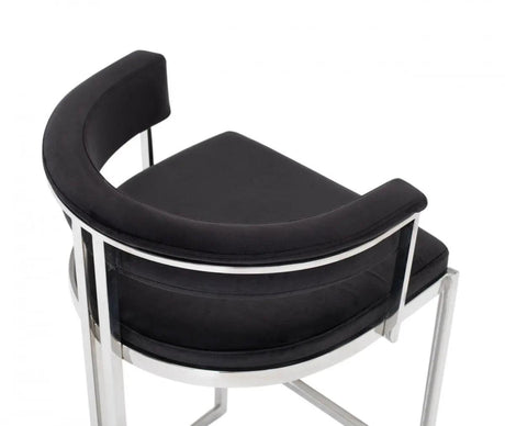 Vig Furniture - Modrest Munith Modern Black Velvet & Stainless Steel Bar Chair - Vgzab9504-Blk-Bs