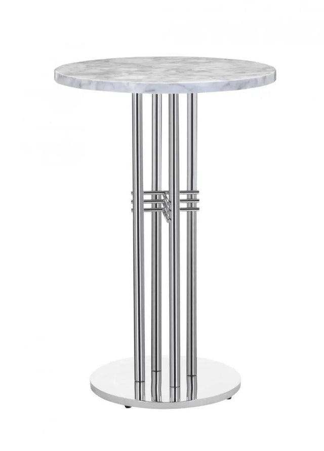 Vig Furniture - Modrest Munith Modern White Marble & Stainless Steel Bar Table - Vgzabt9504-Wht-Bt