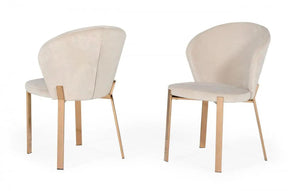 Modrest Nadia Modern Beige Velvet & Rosegold Dining Chair (Set Of 2) Vgvcb209-Bei