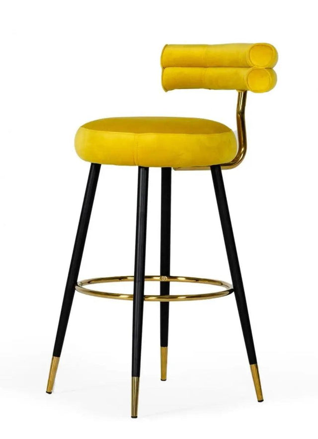 Vig Furniture - Modrest Nassau Modern Glam Yellow With Black & Gold Barstool - Vgeumc-9702Ch-Bs