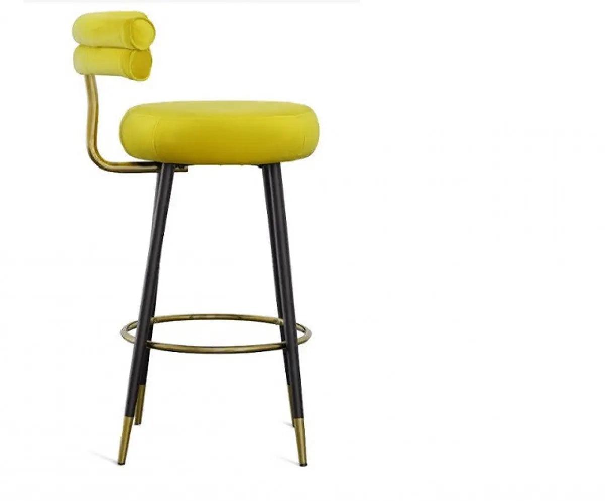 Vig Furniture - Modrest Nassau Modern Glam Yellow With Black & Gold Barstool - Vgeumc-9702Ch-Bs