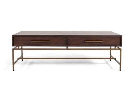 Vig Furniture - Modrest Nathan - Modern Acacia & Brass Coffee Table - Vgnx19186