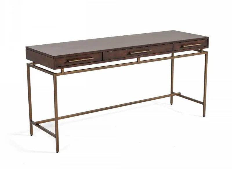 Vig Furniture - Modrest Nathan - Modern Acacia & Brass Desk - Vgnx19182