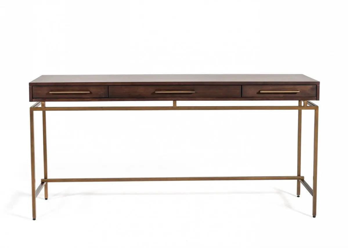 Vig Furniture - Modrest Nathan - Modern Acacia & Brass Desk - Vgnx19182