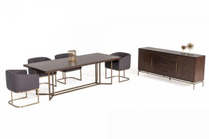 Vig Furniture - Modrest Nathan - Modern Acacia & Brass Dining Table - Vgnx19183