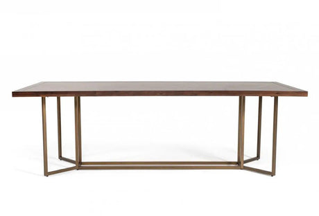 Vig Furniture - Modrest Nathan - Modern Acacia & Brass Dining Table - Vgnx19183