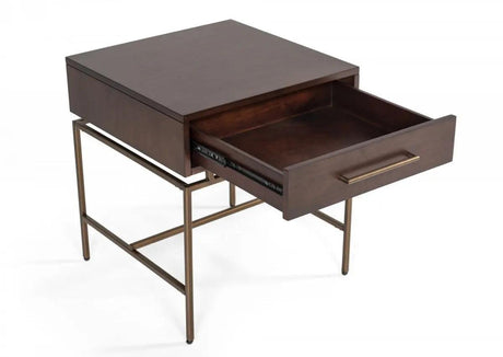 Vig Furniture - Modrest Nathan - Modern Acacia & Brass End Table - Vgnx19187