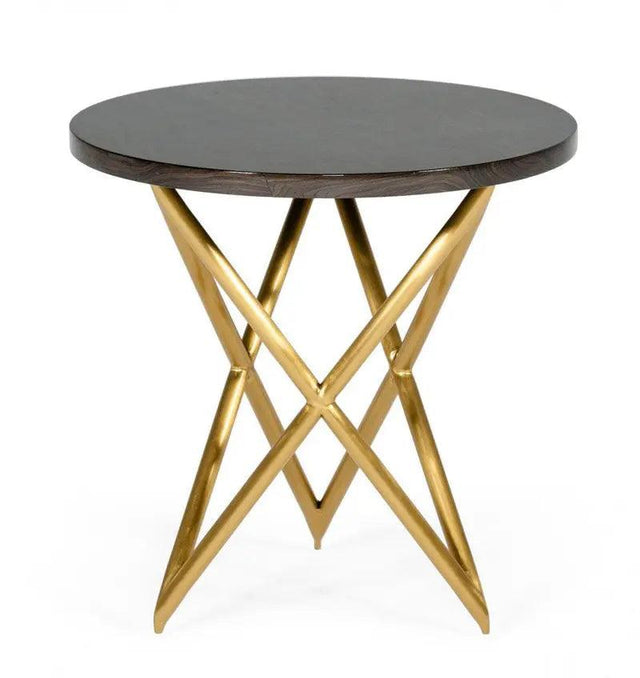 Vig Furniture - Modrest Novia - Glam Black And Gold Marble End Table - Vgodlz-175E