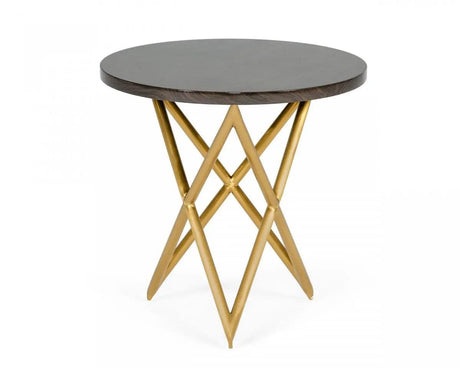 Vig Furniture - Modrest Novia - Glam Black And Gold Marble End Table - Vgodlz-175E