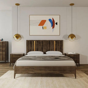 Modrest Oakley Mid-Century Queen Size Dark Brown Bed Vgwdlcy-Qb05-Usa-Oa-Bed