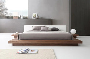 Modrest Opal Modern Walnut & White Platform Bed Vgvcbd855-Walwht