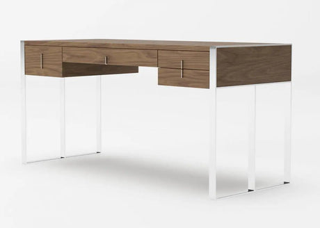 Vig Furniture - Modrest Orcutt - Modern Walnut & Stainless Steel Desk - Vgbbmq2003-Desk