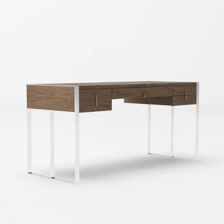 Vig Furniture - Modrest Orcutt - Modern Walnut & Stainless Steel Desk - Vgbbmq2003-Desk