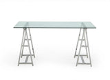 Vig Furniture - Modrest Ostro Modern Stainless Steel Glass Desk - Vggmcp-705D-Gl-Ss-Desk