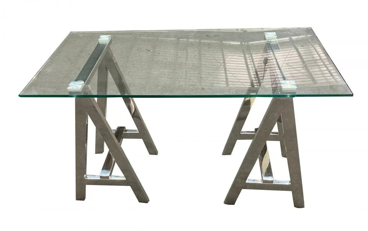 Vig Furniture - Modrest Ostrow - Modern Glass & Stainless Steel Console Table - Vggmcp-705-Ct