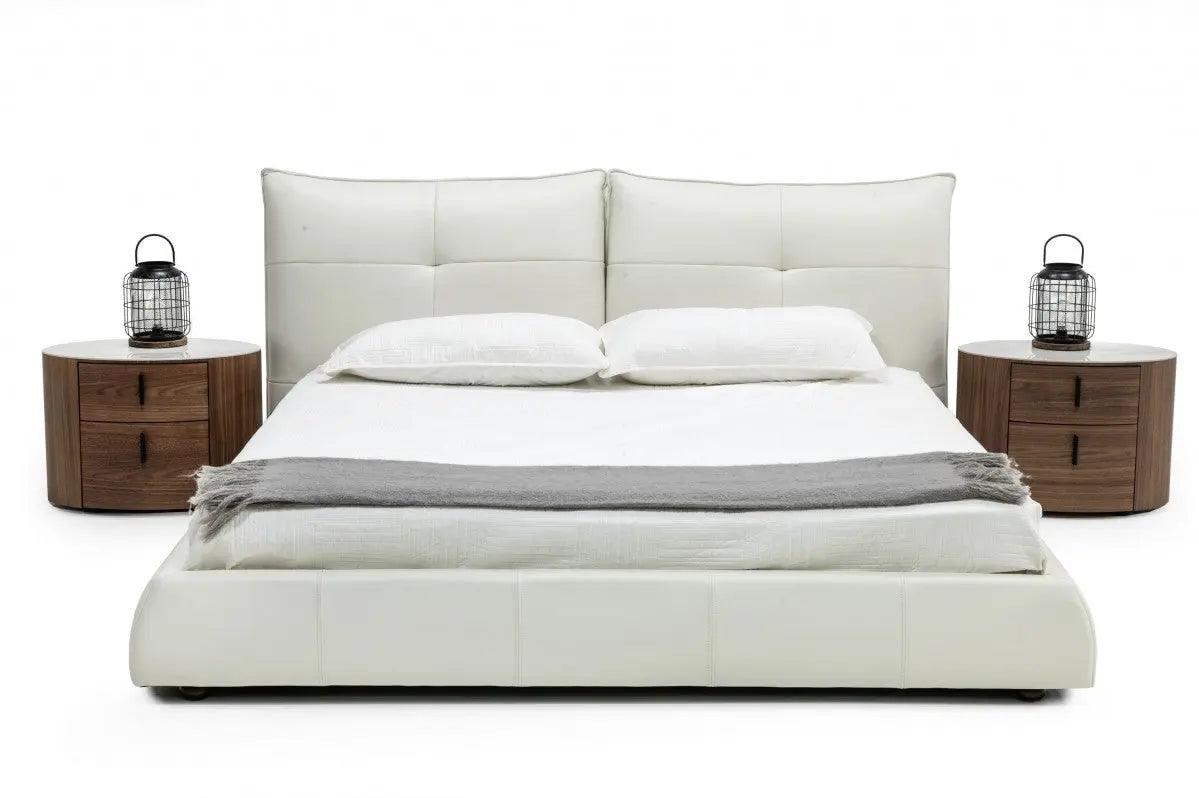 Vig Furniture - Modrest Patrick Modern White Leather Bed - Vgkkb-75X-Bed